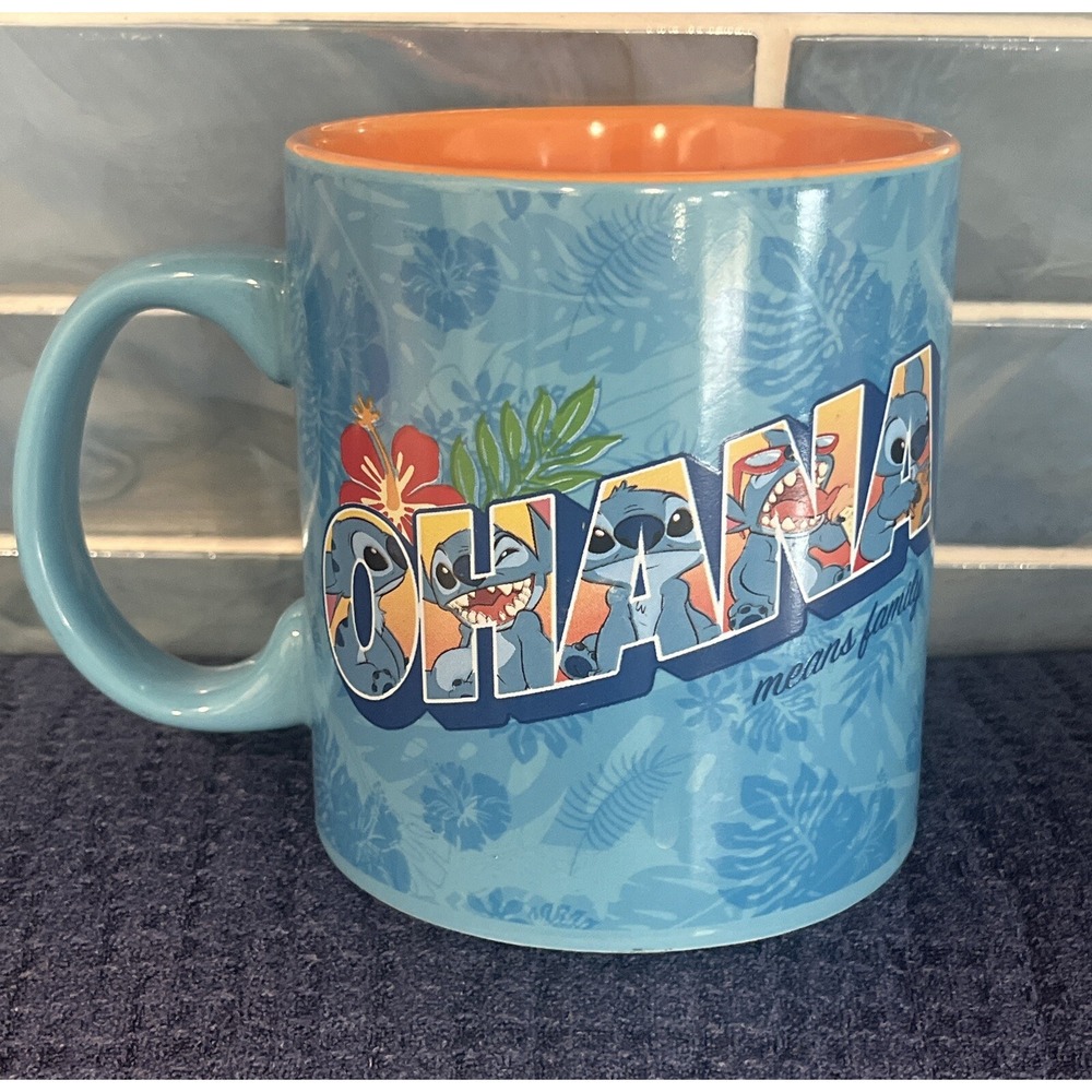 Disney‎ Lilo & Stitch OHANA Means Family Oversized Hawaii 20oz Coffee Cup Mug